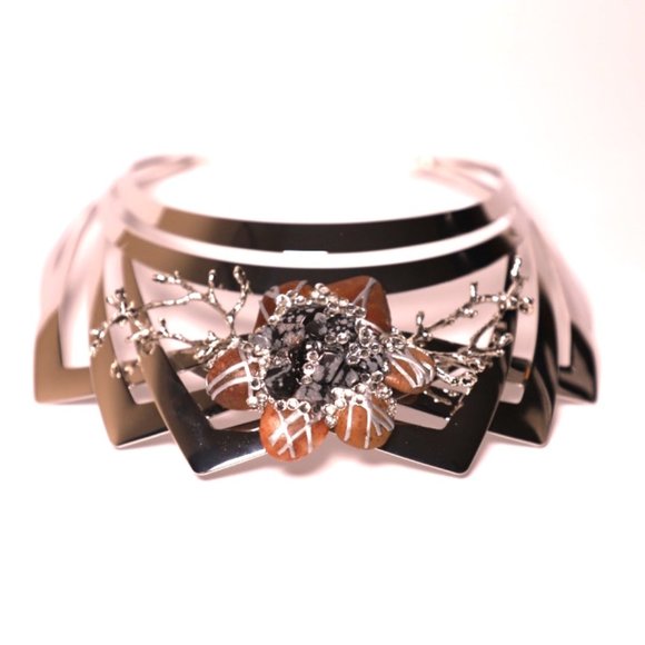 Silver Choker Necklace and Earrings SET of 2 Pieces Excellent Magazine Featured - Picture 7 of 11